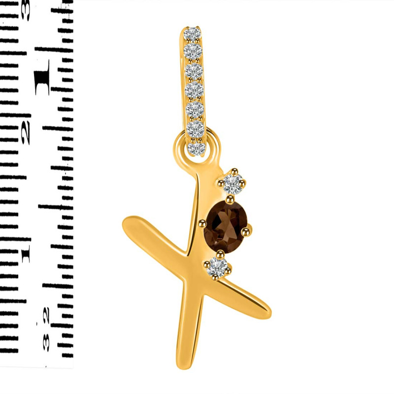 Smoky & White Topaz Alphabet X Pendant SMY-RDA-50.