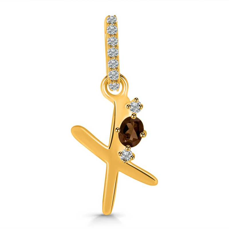 Smoky & White Topaz Alphabet X Pendant SMY-RDA-50.