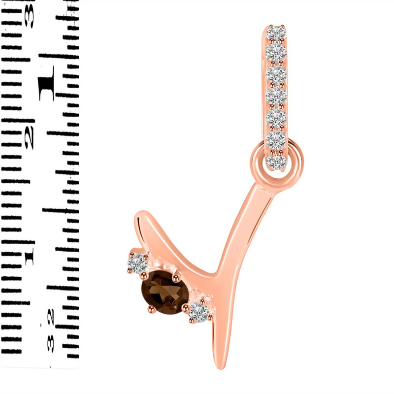 Smoky & White Topaz Alphabet Y Pendant SMY-RDA-51.