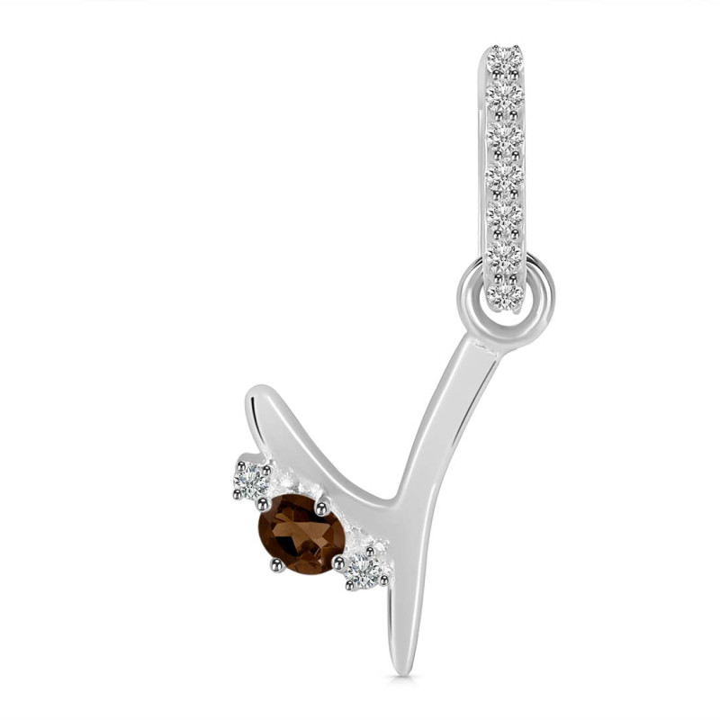 Smoky & White Topaz Alphabet Y Pendant SMY-RDA-51.