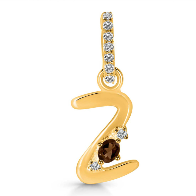 Smoky & White Topaz Alphabet Z Pendant SMY-RDA-52.