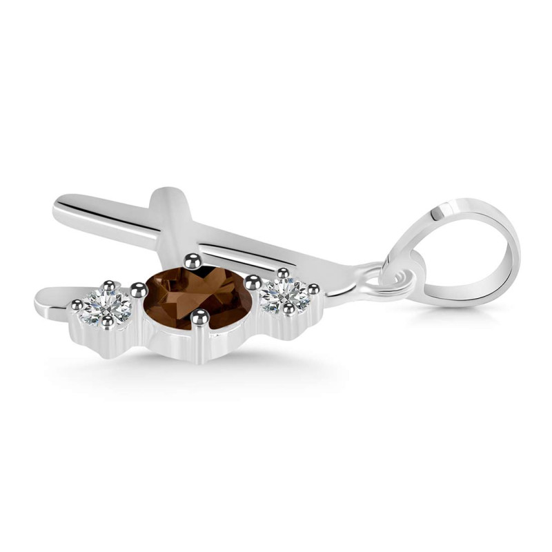 Smoky & White Topaz Alphabet A Pendant