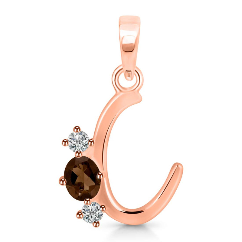 Smoky & White Topaz Alphabet C Pendant SMY-RDA-55.