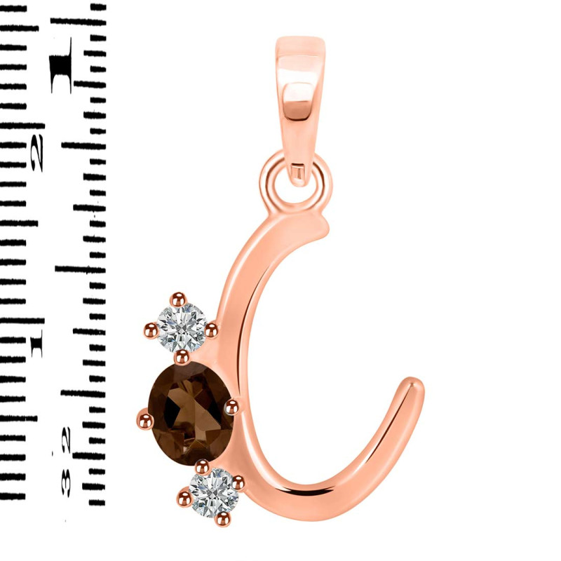 Smoky & White Topaz Alphabet C Pendant SMY-RDA-55.