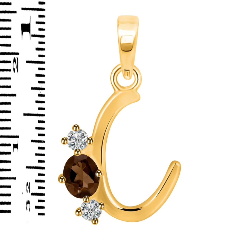 Smoky & White Topaz Alphabet C Pendant SMY-RDA-55.