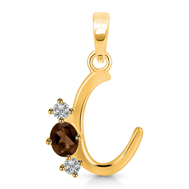 Smoky & White Topaz Alphabet C Pendant SMY-RDA-55.