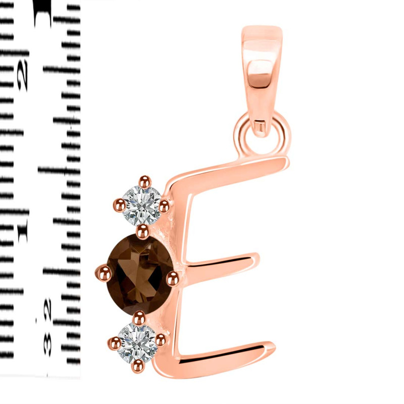 Smoky & White Topaz Alphabet E Pendant SMY-RDA-57.