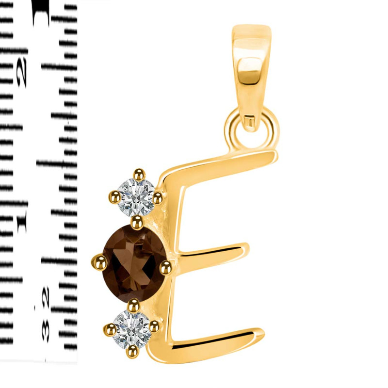 Smoky & White Topaz Alphabet E Pendant SMY-RDA-57.