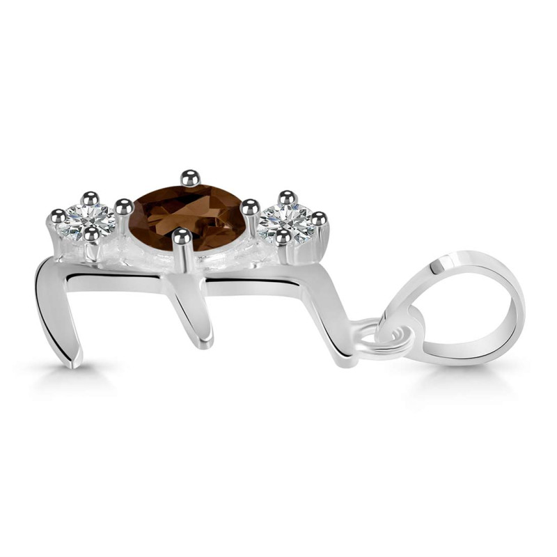 Smoky & White Topaz Alphabet E Pendant