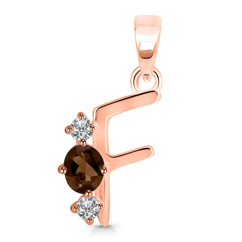 Smoky & White Topaz Alphabet F Pendant SMY-RDA-58.