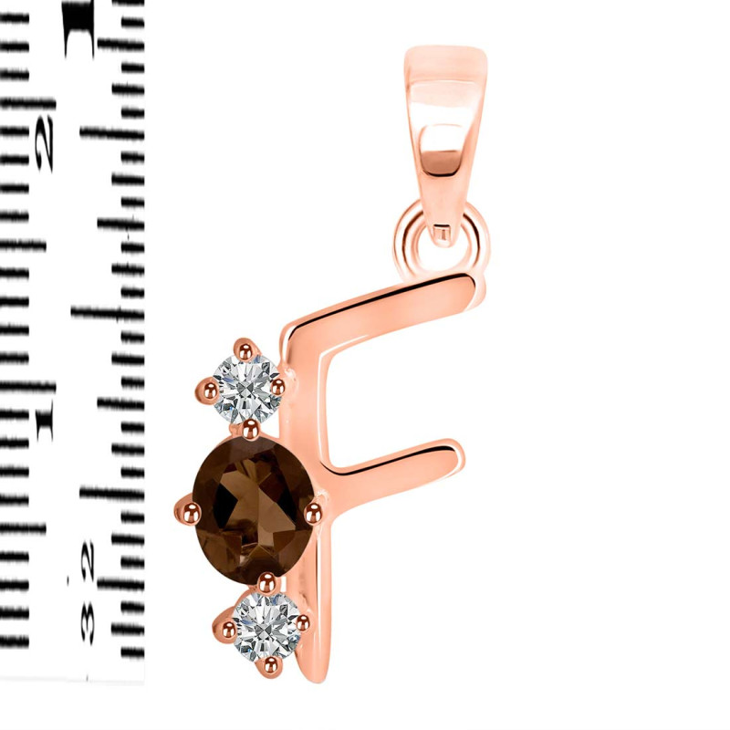 Smoky & White Topaz Alphabet F Pendant SMY-RDA-58.