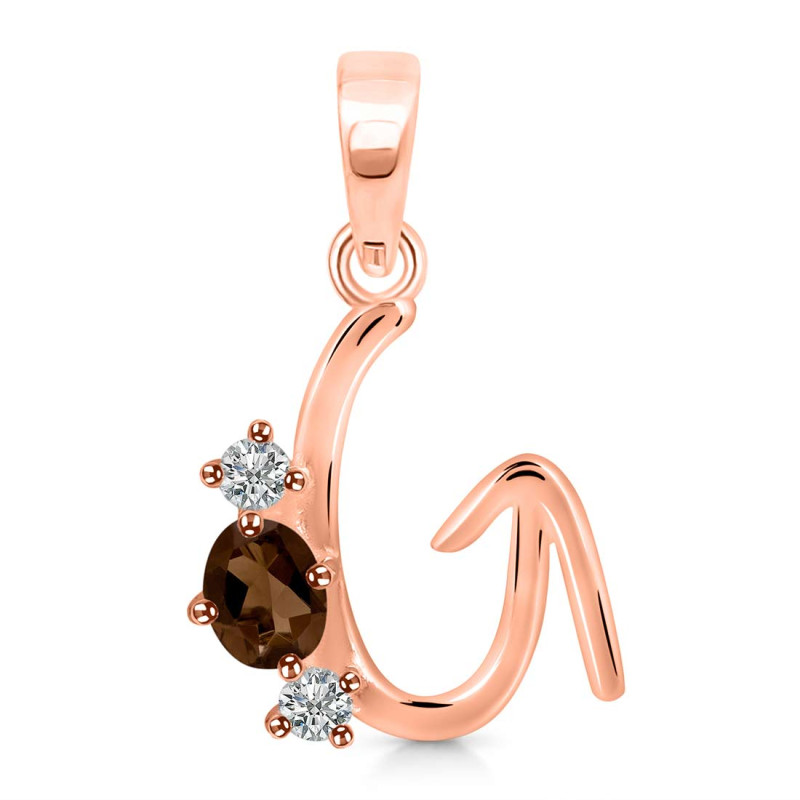 Smoky & White Topaz Alphabet G Pendant SMY-RDA-59.