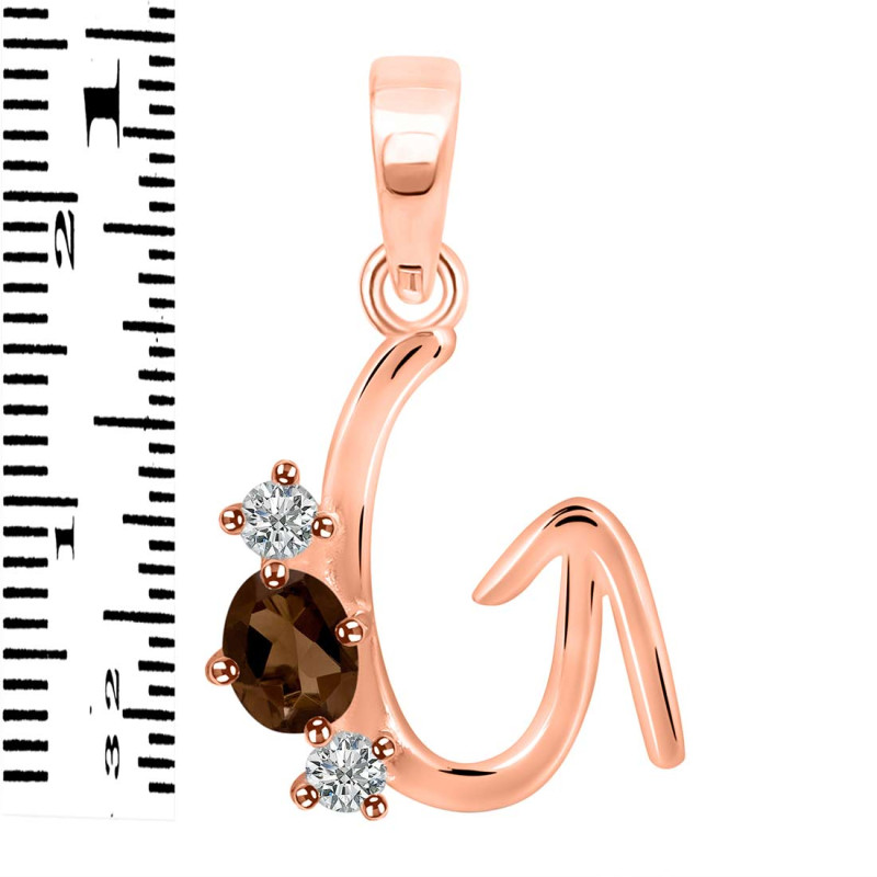 Smoky & White Topaz Alphabet G Pendant SMY-RDA-59.