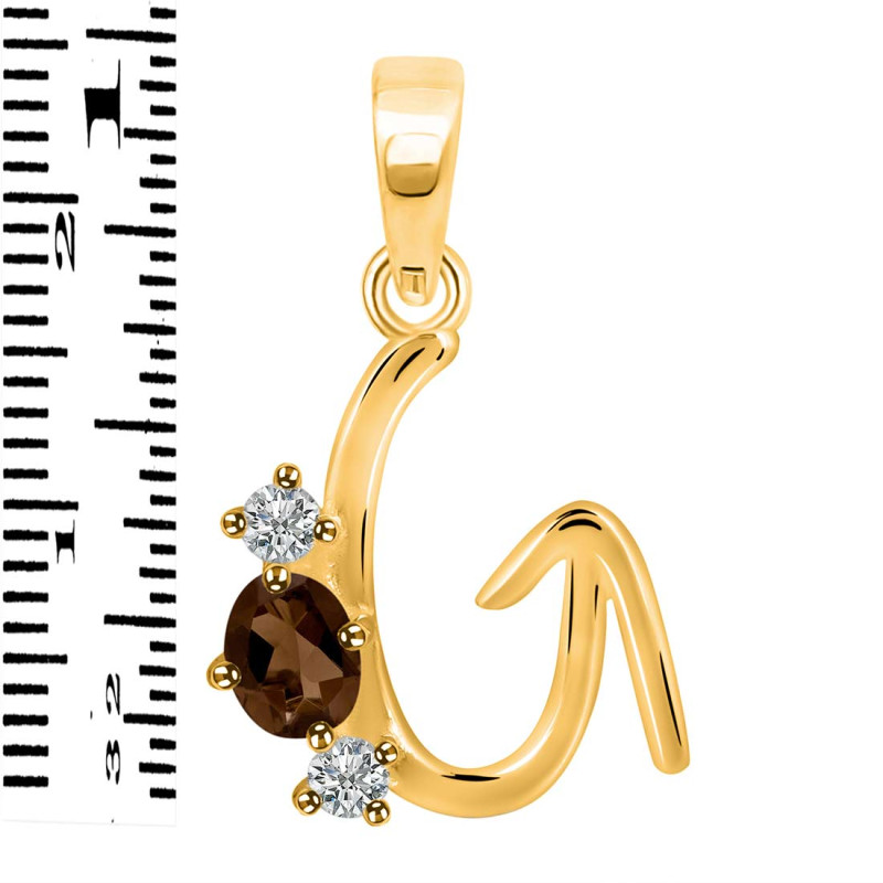 Smoky & White Topaz Alphabet G Pendant SMY-RDA-59.