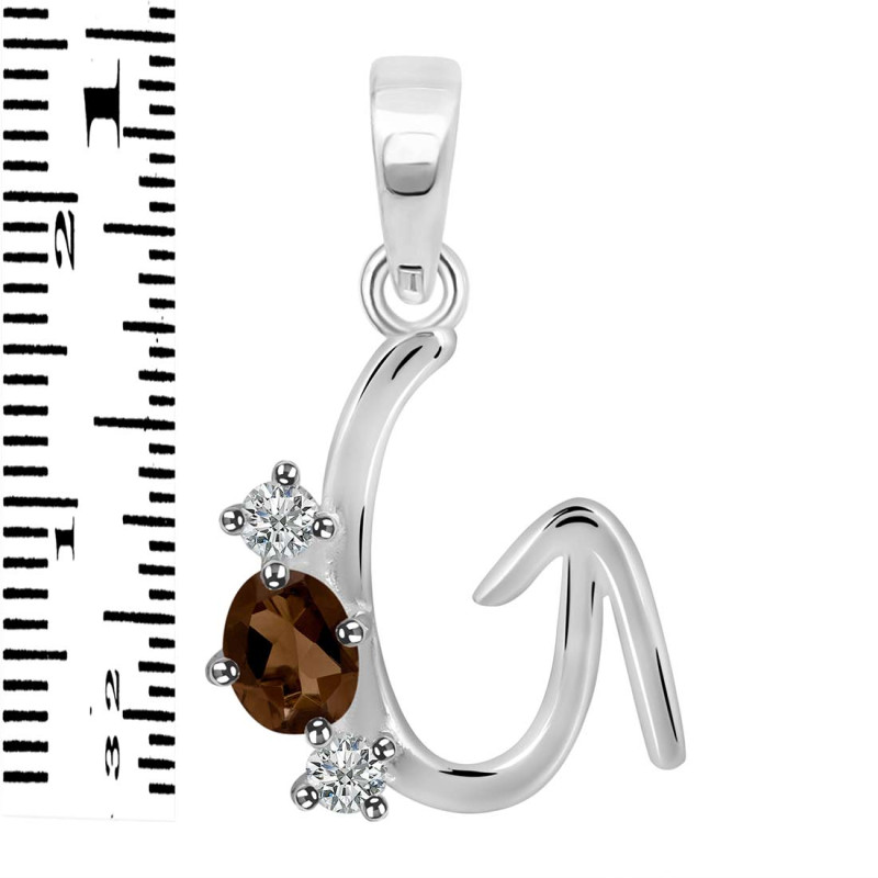 Smoky & White Topaz Alphabet G Pendant SMY-RDA-59.