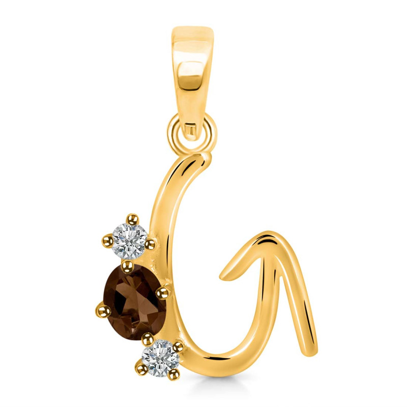 Smoky & White Topaz Alphabet G Pendant SMY-RDA-59.