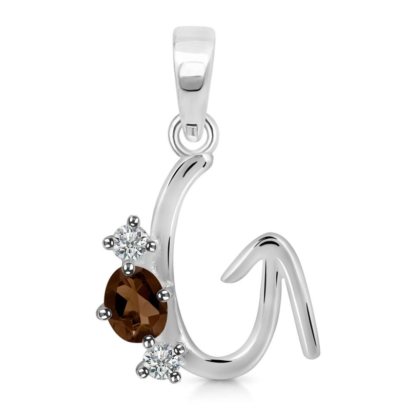 Smoky & White Topaz Alphabet G Pendant SMY-RDA-59.