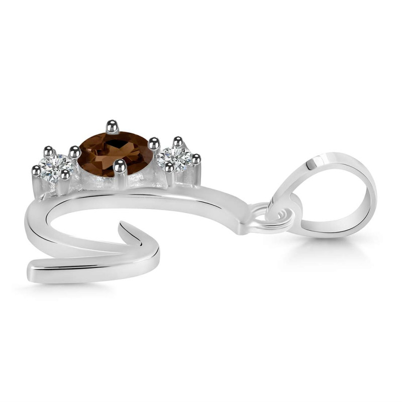 Smoky & White Topaz Alphabet G Pendant