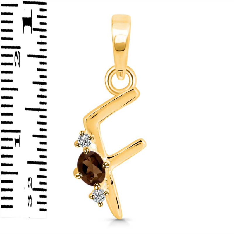 Smoky & White Topaz Alphabet F Pendant SMY-RDA-6.