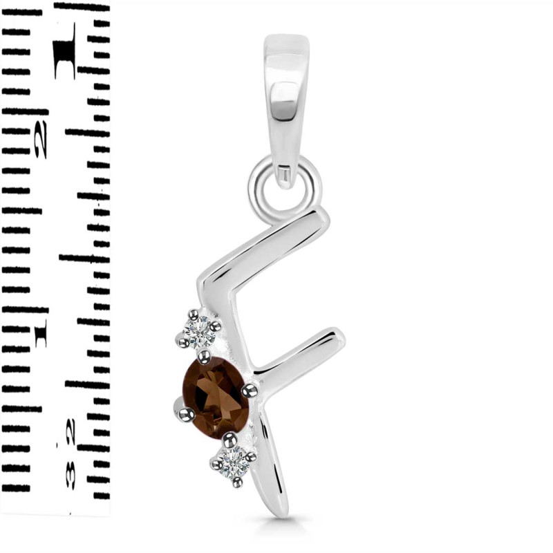Smoky & White Topaz Alphabet F Pendant SMY-RDA-6.