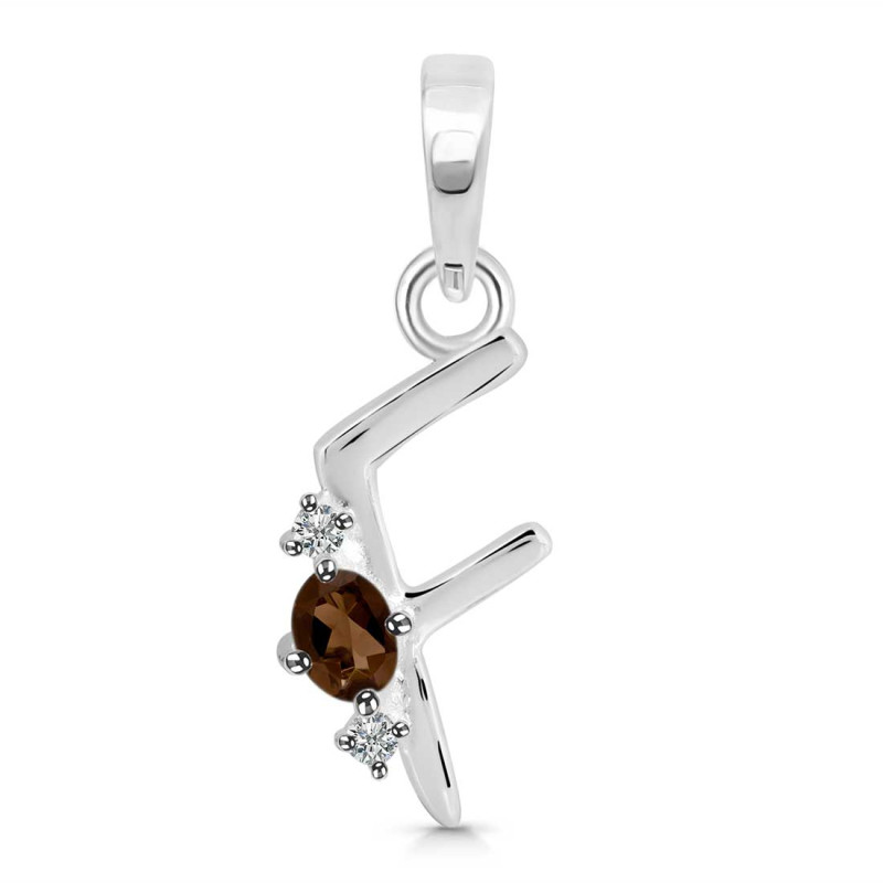 Smoky & White Topaz Alphabet F Pendant SMY-RDA-6.