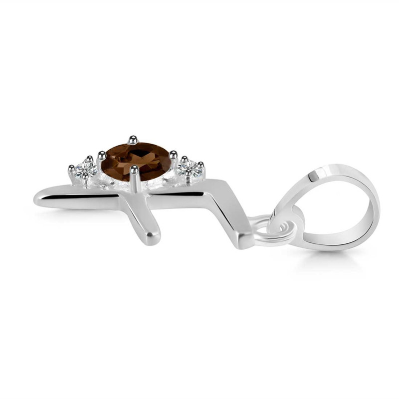 Smoky & White Topaz Alphabet F Pendant