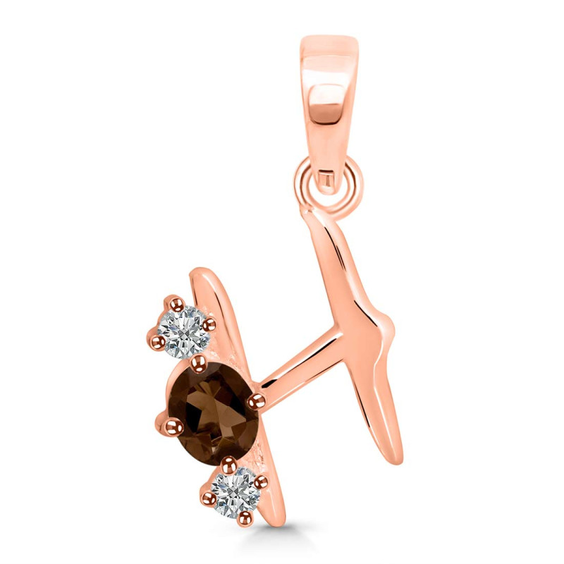 Smoky & White Topaz Alphabet H Pendant SMY-RDA-60.