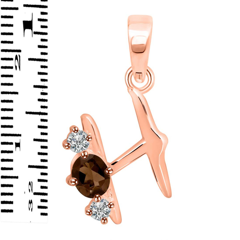 Smoky & White Topaz Alphabet H Pendant SMY-RDA-60.