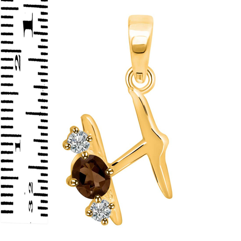 Smoky & White Topaz Alphabet H Pendant SMY-RDA-60.