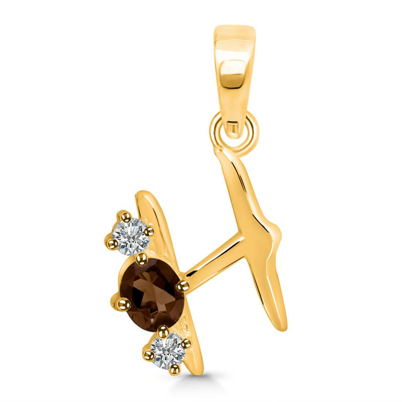 Smoky & White Topaz Alphabet H Pendant SMY-RDA-60.