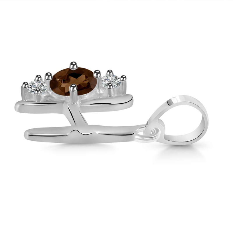 Smoky & White Topaz Alphabet H Pendant