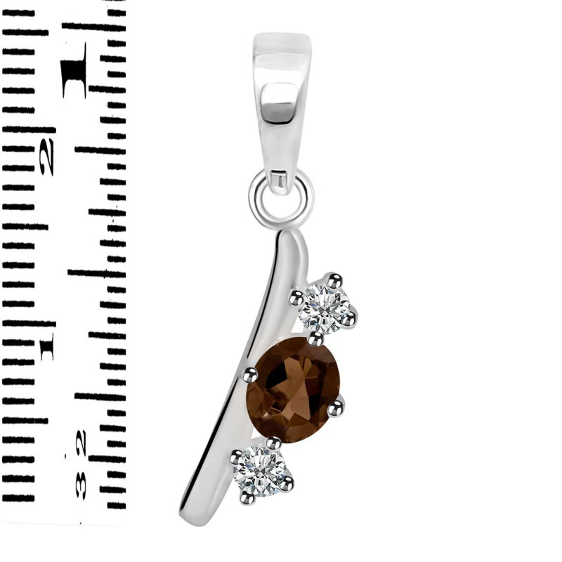 Smoky & White Topaz Alphabet I Pendant SMY-RDA-61.