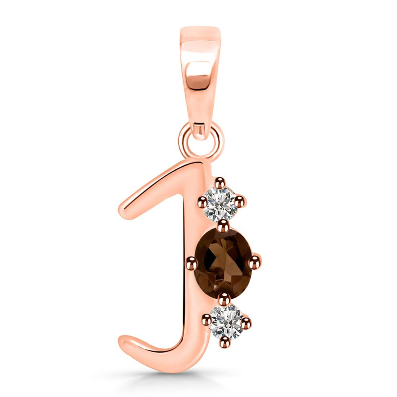 Smoky & White Topaz Alphabet J Pendant SMY-RDA-62.