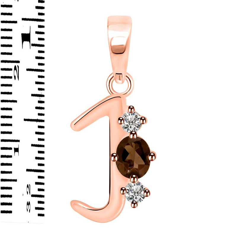 Smoky & White Topaz Alphabet J Pendant SMY-RDA-62.