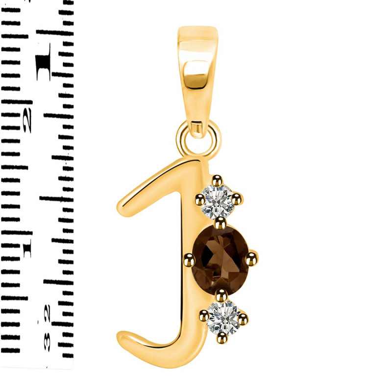 Smoky & White Topaz Alphabet J Pendant SMY-RDA-62.