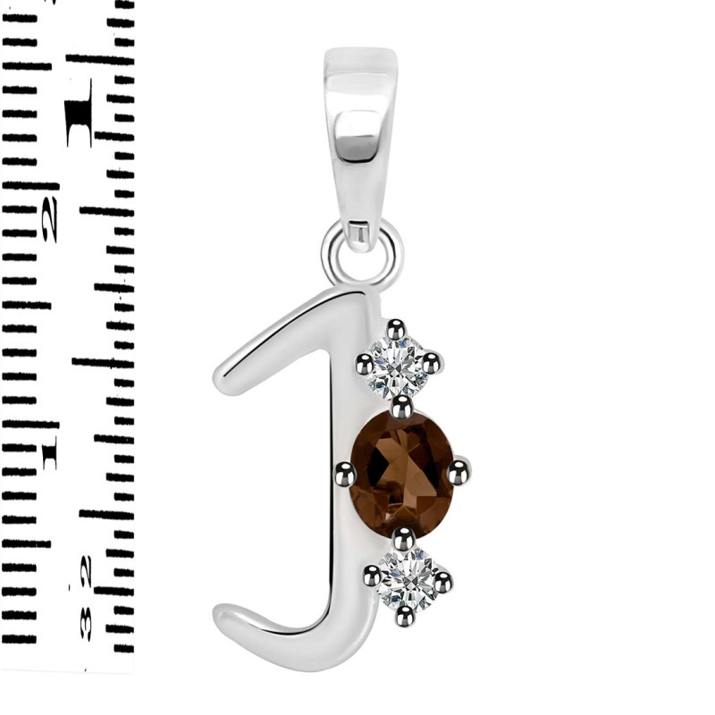 Smoky & White Topaz Alphabet J Pendant SMY-RDA-62.