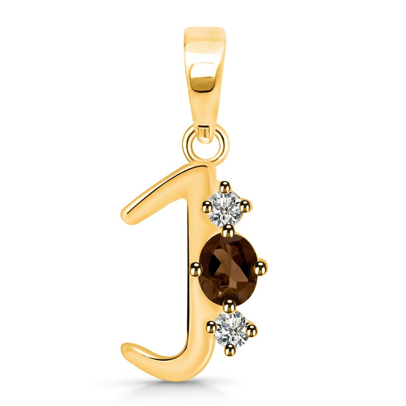 Smoky & White Topaz Alphabet J Pendant SMY-RDA-62.