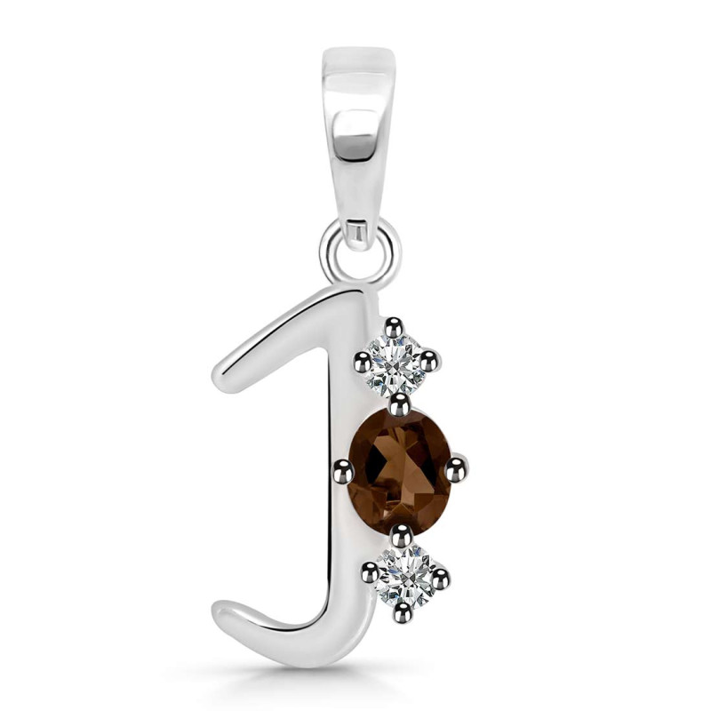 Smoky & White Topaz Alphabet J Pendant SMY-RDA-62.