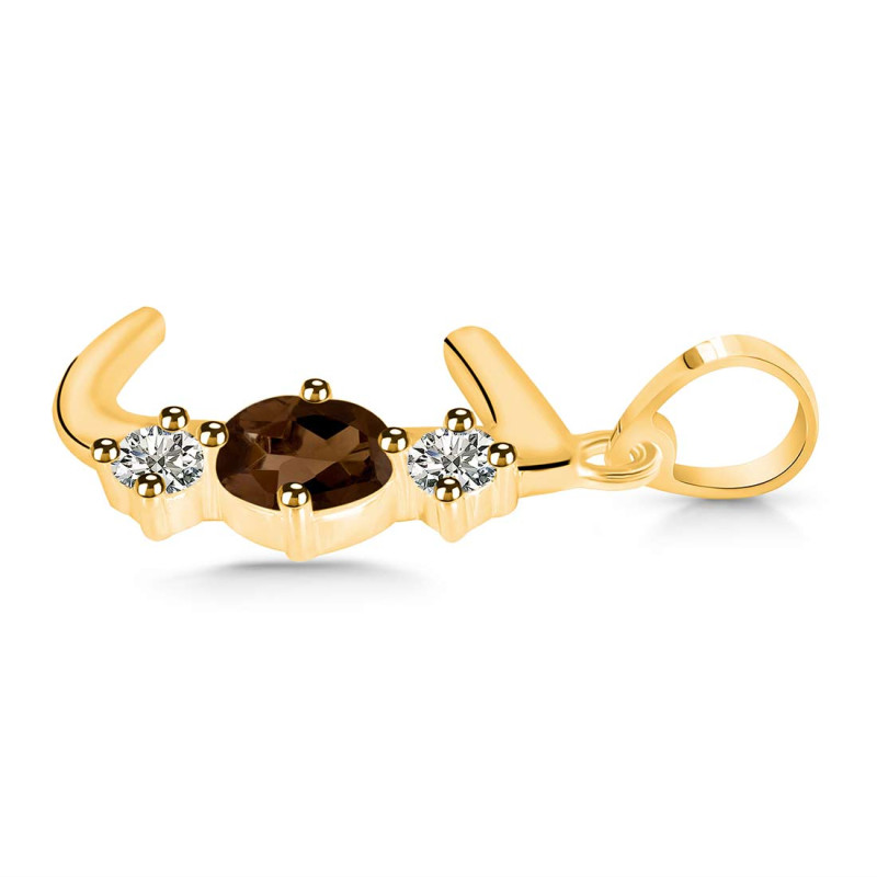 Smoky & White Topaz Alphabet J Pendant SMY-RDA-62.