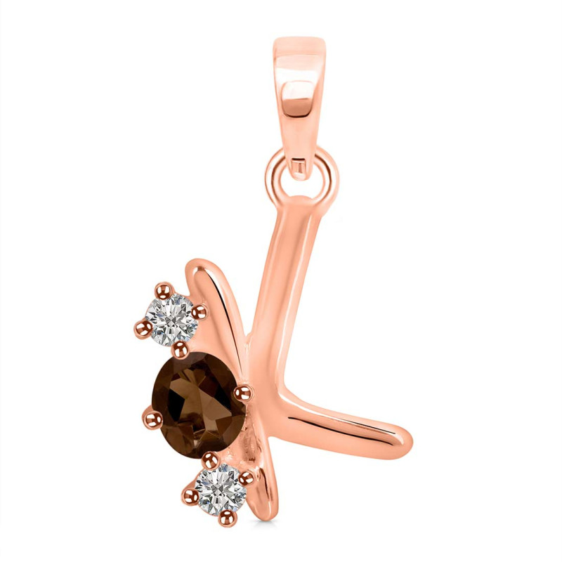 Smoky & White Topaz Alphabet K Pendant SMY-RDA-63.