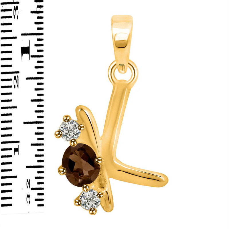 Smoky & White Topaz Alphabet K Pendant SMY-RDA-63.