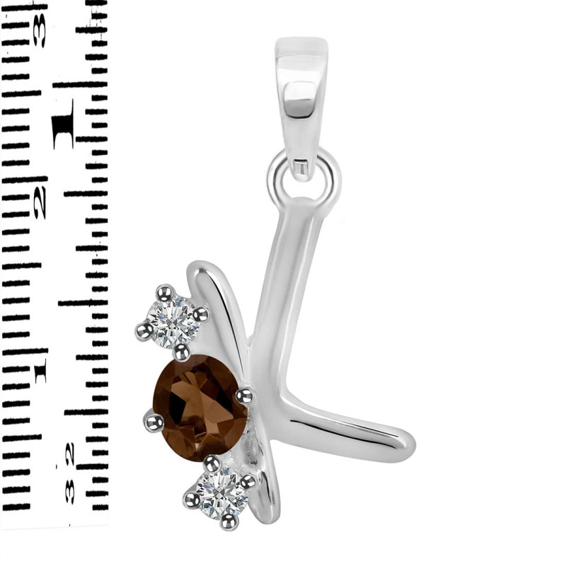 Smoky & White Topaz Alphabet K Pendant SMY-RDA-63.