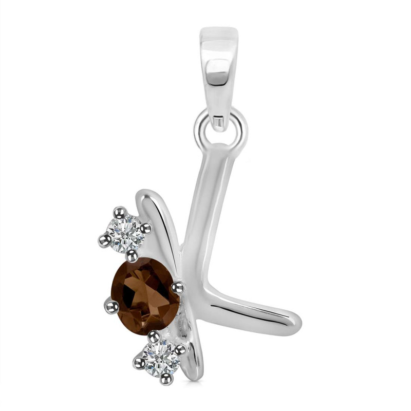 Smoky & White Topaz Alphabet K Pendant SMY-RDA-63.