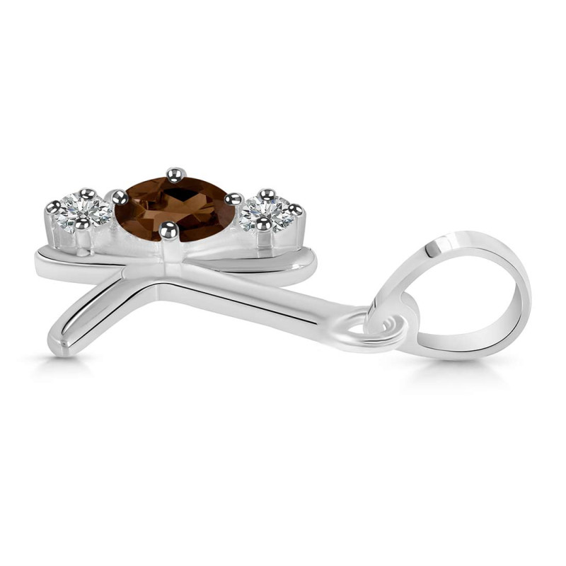 Smoky & White Topaz Alphabet K Pendant