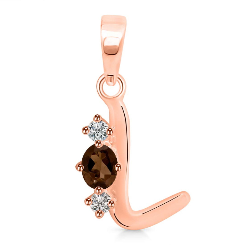 Smoky & White Topaz Alphabet L Pendant SMY-RDA-64.