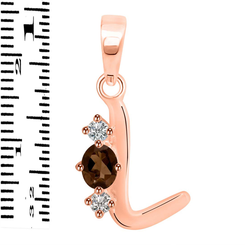Smoky & White Topaz Alphabet L Pendant SMY-RDA-64.