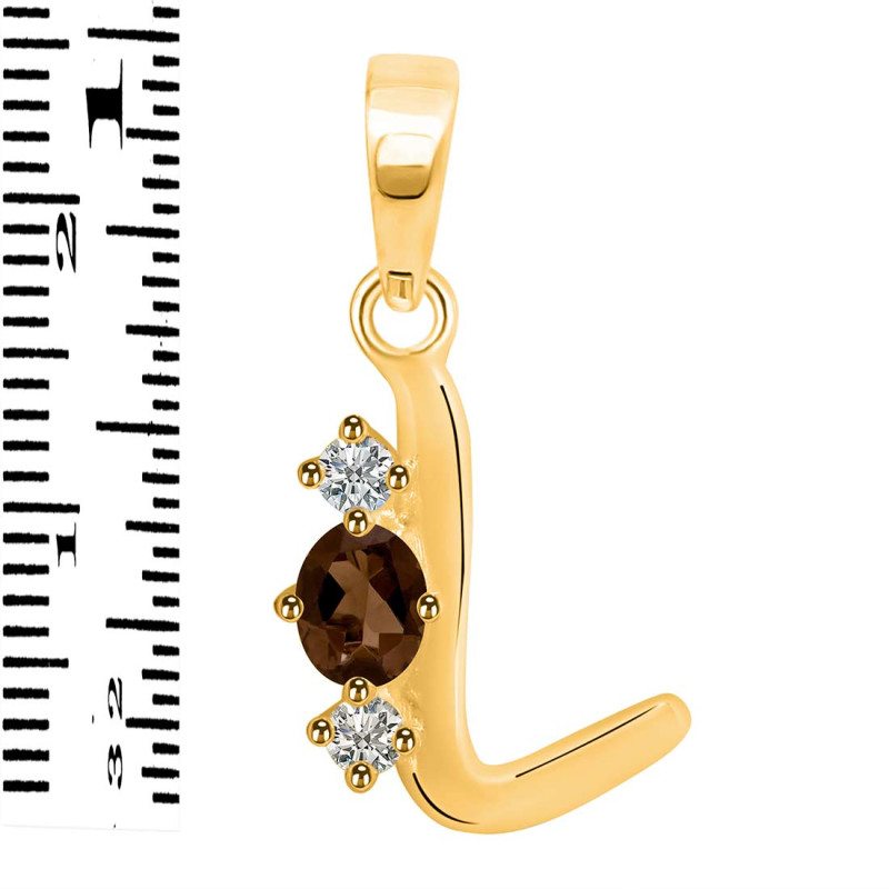 Smoky & White Topaz Alphabet L Pendant SMY-RDA-64.