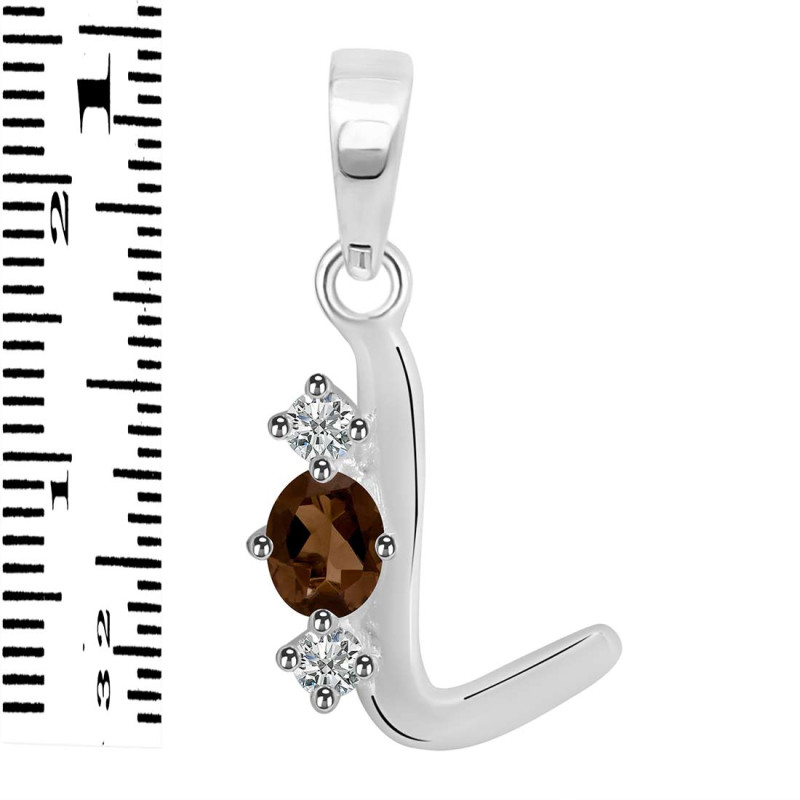 Smoky & White Topaz Alphabet L Pendant SMY-RDA-64.