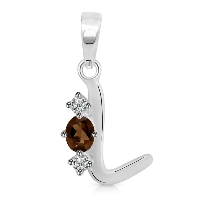 Smoky & White Topaz Alphabet L Pendant SMY-RDA-64.