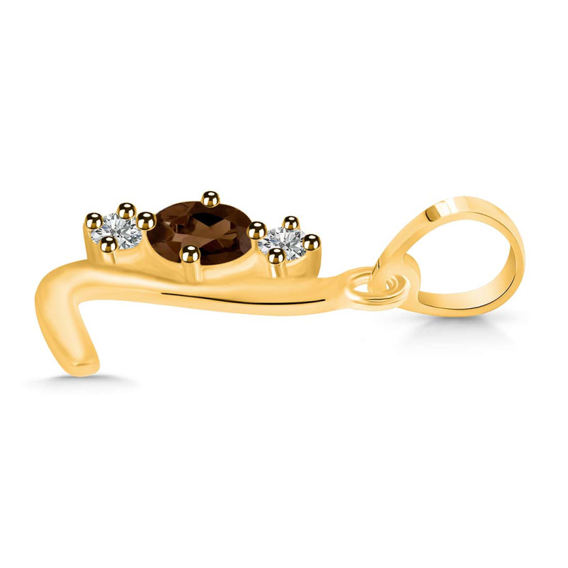 Smoky & White Topaz Alphabet L Pendant SMY-RDA-64.